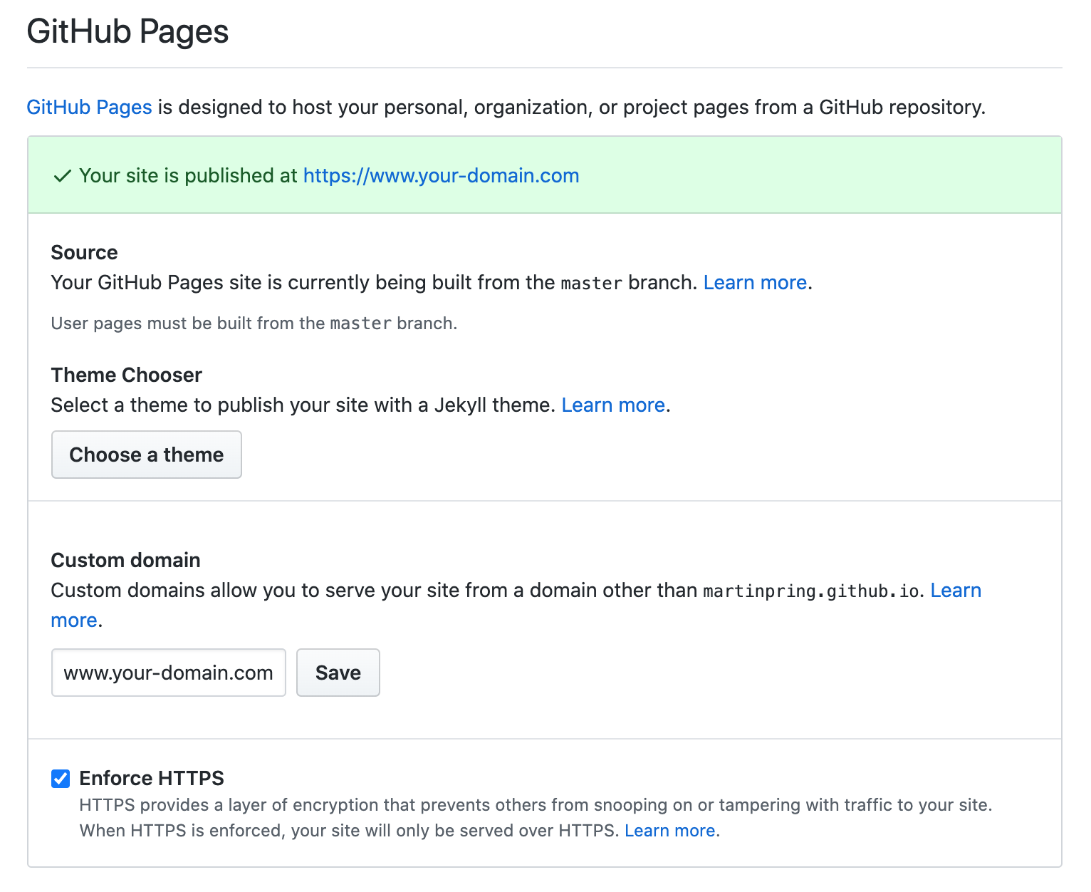 Github repo settings - Github Pages section - HTTPS